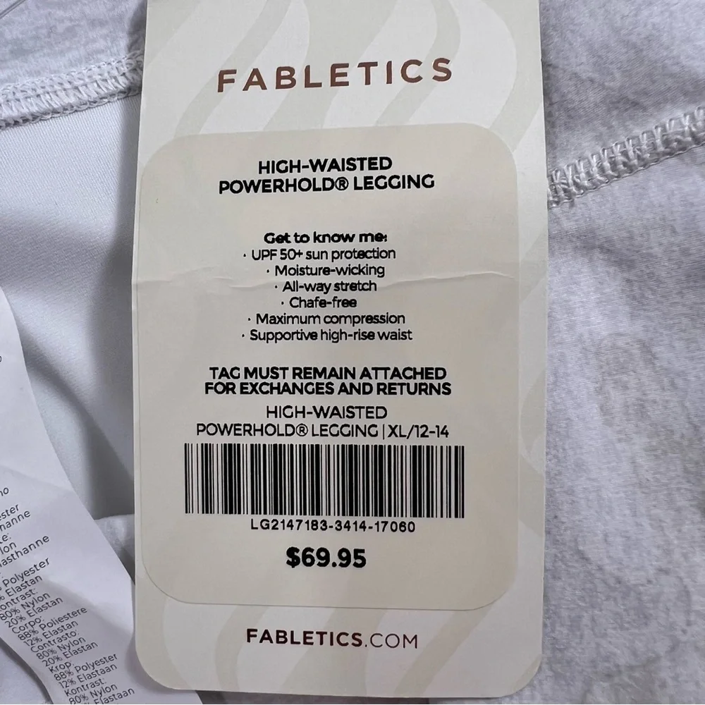 NWT Fabletics High Waisted Powerhold Define Legging White Heather Camo XL